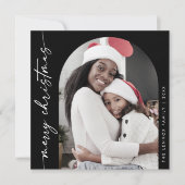 Bohoシックなダークブラックフォトメリーユニーククリスマス シーズンカード (正面)