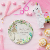 BOHOシックなテペサボテン赤ちゃんガールシャワーウッドアート ペーパープレート (パーティー)