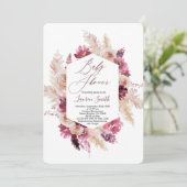 Bohoシックなバーガンディ赤ちゃんシャワー 招待状 (スタンド正面)