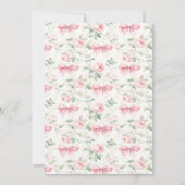 Bohoシックなピンクのリボンフローラベビーガールシャワー サンキューカード (裏面)