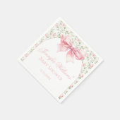 Bohoシックなピンクボウフローラベビーガールシャワー紙 スタンダードカクテルナプキン (角)