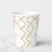 Bohoシックなピンクボウフローラベビーシャワー紙カップ 紙コップ (右)
