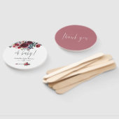 Bohoシックなブルゴーニュとネイビーフローラベビーシャワー ハンドファン (組立なし)