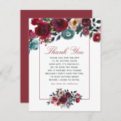 Bohoシックなブルゴーニュと海軍のベビーシャワー感謝してい 招待状 (正面/裏面)