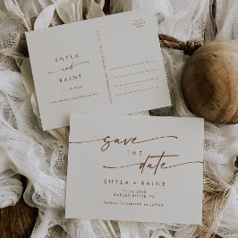 Bohoシックなボヘミアンクリームウェディング日付を保存 インビテーションポストカード