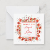 Bohoシックなポピー結婚フラワーズサンキュー ノートカード (正面)