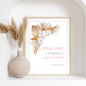 Bohoシックな水の色のフローラベビーシャワーへようこそ ポスター