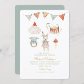 Bohoシックな水の色キノコ&トイベビーシャワー 招待状