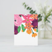 Bohoシックな水の色バーガンディーピンクの花 シーズンポストカード (スタンド正面)