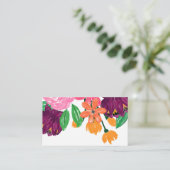 Bohoシックな水の色バーガンディーピンクの花 名刺 (スタンド正面)