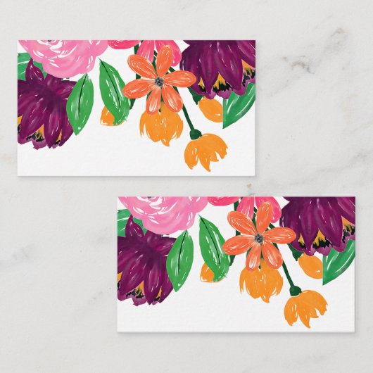 Bohoシックな水の色バーガンディーピンクの花 名刺 (正面/裏面)