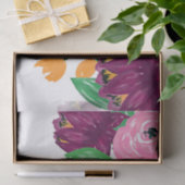 Bohoシックな水の色バーガンディーピンクの花 薄葉紙 (ギフト)