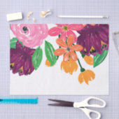 Bohoシックな水の色バーガンディーピンクの花 薄葉紙 (クラフト)