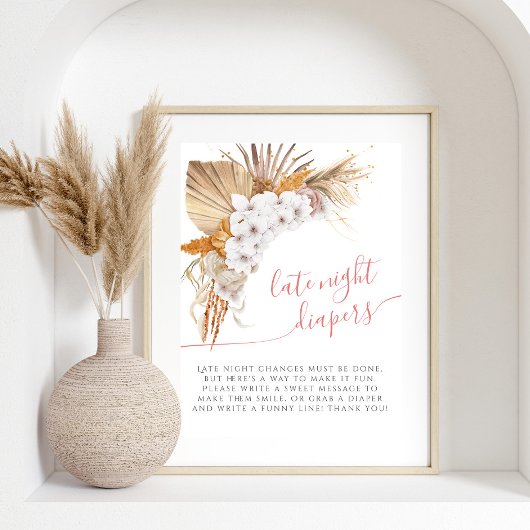 Bohoシックな水の色ベビーシャワー深夜おむつ ポスター