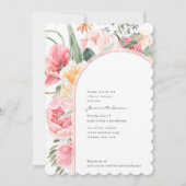 Bohoシックな水彩フローラガーデンモダンシャワー 招待状 (正面)