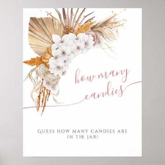 Bohoシックな水色の赤ちゃんシャワーどのように多くのキャンディ ポスター (正面)