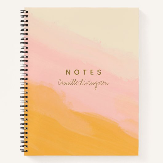 Bohoシックな水色ピンクと黄パーソナライズされた色 ノートブック (正面)