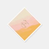 Bohoシックな水色ピンクと黄色の名結婚前 スタンダードカクテルナプキン (角)