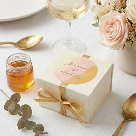 Bohoシックな水色ピンクと黄色の名結婚前 ラウンドシール