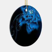 bohoシックな水色フローラブルーピーニー セラミックオーナメント (右)