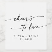 Bohoシックな白黒応援とラブズ結婚ズ ワインラベル (シングルラベル)