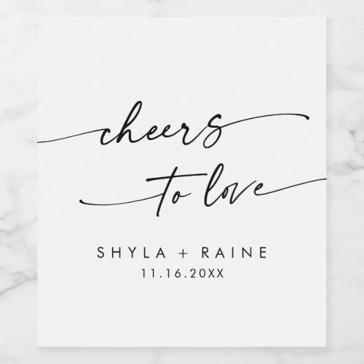 Bohoシックな白黒応援とラブズ結婚ズ ワインラベル (シングルラベル)