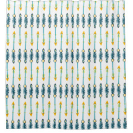 bohoシックな黄色い矢印シャワーカーテン シャワーカーテン