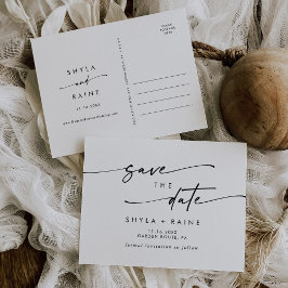 Bohoシックな黒と白の結婚式の日付を保存 インビテーションポストカード