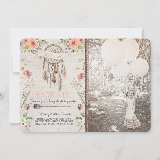 BohoシックなDreamcatcherの誕生日のパーティの招待状 招待状 (正面)