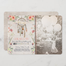 BohoシックなDreamcatcherの誕生日のパーティの招待状 招待状