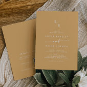 BohoシックイエローマリゴルドモノグラムQRコード結婚ズ 招待状