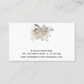 Bohoシックエレガントソフトピンクの水色フローラ 名刺 (裏面)