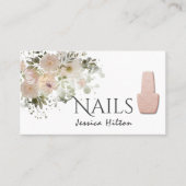 Bohoシックエレガントソフトピンク水色フローラ爪、 ネイル 名刺 (正面)