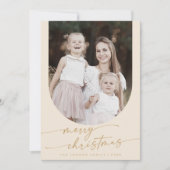 Bohoシッククリーム金ゴールド写真Bohoファミリークリスマス シーズンカード (正面)