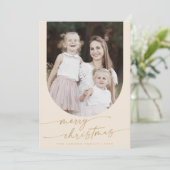 Bohoシッククリーム金ゴールド写真Bohoファミリークリスマス シーズンカード (スタンド正面)