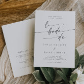 BohoシックシルバーグレーQRコードスペインの結婚ズ 招待状