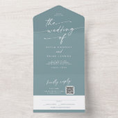 Bohoシックシーホムティール(緑がかった色)QRコードメール結婚イン オールインワン招待状 (内側)