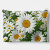 Bohoシックデイジーパターン白フローラパーソナライズ アクセサリーポーチ (裏面)