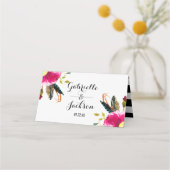 Bohoシックフローラテーブル番号座席名 プレイスカード (裏面)