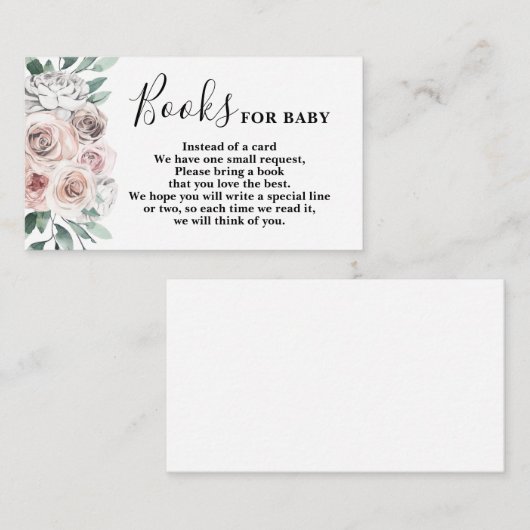 Bohoシックフローラバラブックスベビーカード エンクロージャーカード (正面/裏面)