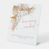 Bohoシックフローラベビーシャワーどれだけのキャンディ 台座サイン (正面)