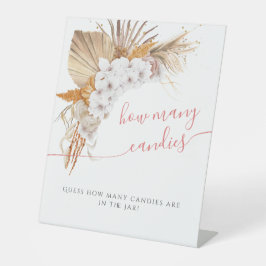 Bohoシックフローラベビーシャワーどれだけのキャンディ 台座サイン