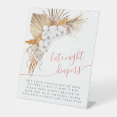 Bohoシックフローラベビーシャワー深夜おむつ 台座サイン (正面)