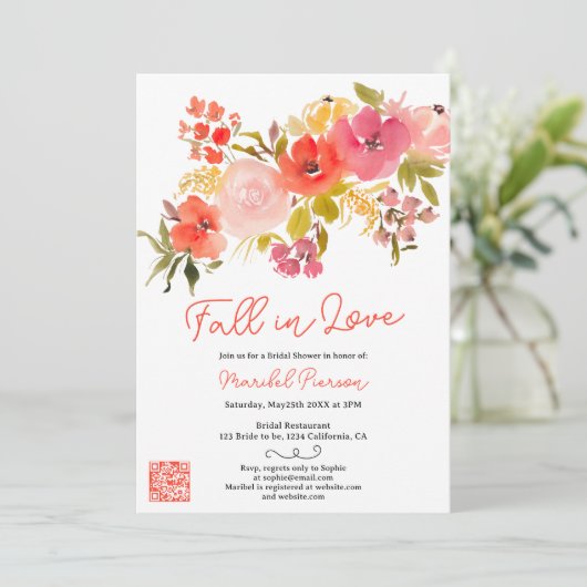 Bohoシックフローラ秋インラブかわいらしブライダルシャワー 招待状 (スタンド正面)