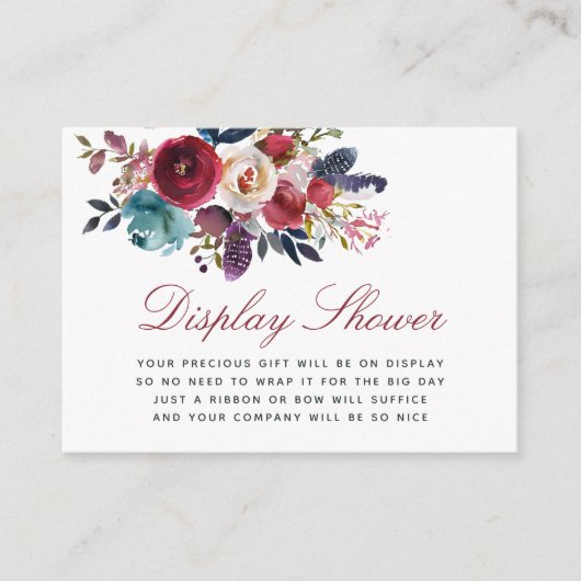 Bohoシックフローラ赤ちゃんシャワー表示シャワー エンクロージャーカード (正面)