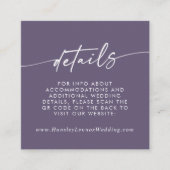 Bohoシックプラムパープル結婚ズQRコード詳細 エンクロージャーカード (正面)