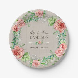 BOHOシックボヘミアン素朴フローラグレーバーンウッド ペーパープレート