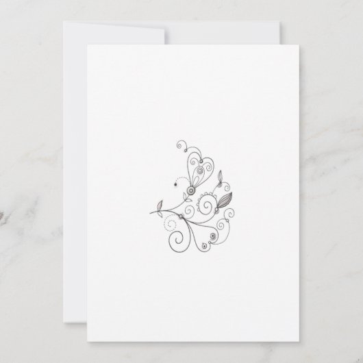 BOHOシックモノクロタウペ庭園の結婚式 招待状 (裏面)