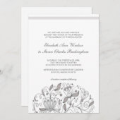 BOHOシックモノクロタウペ庭園の結婚式 招待状 (正面/裏面)
