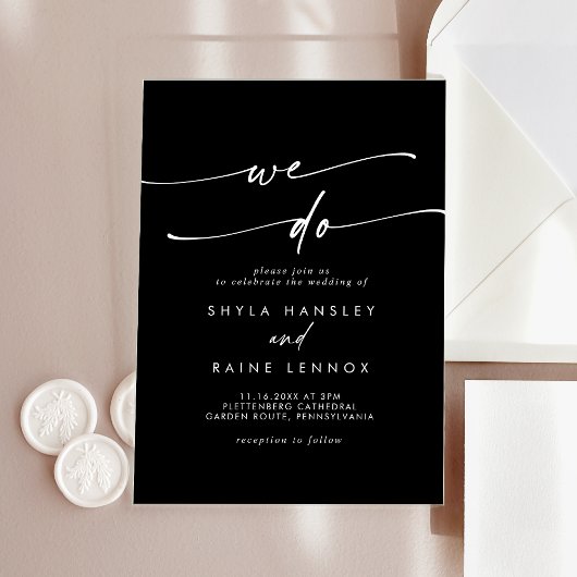 Bohoシックユニークホワイトブラック我々は結婚行う アクリル招待状